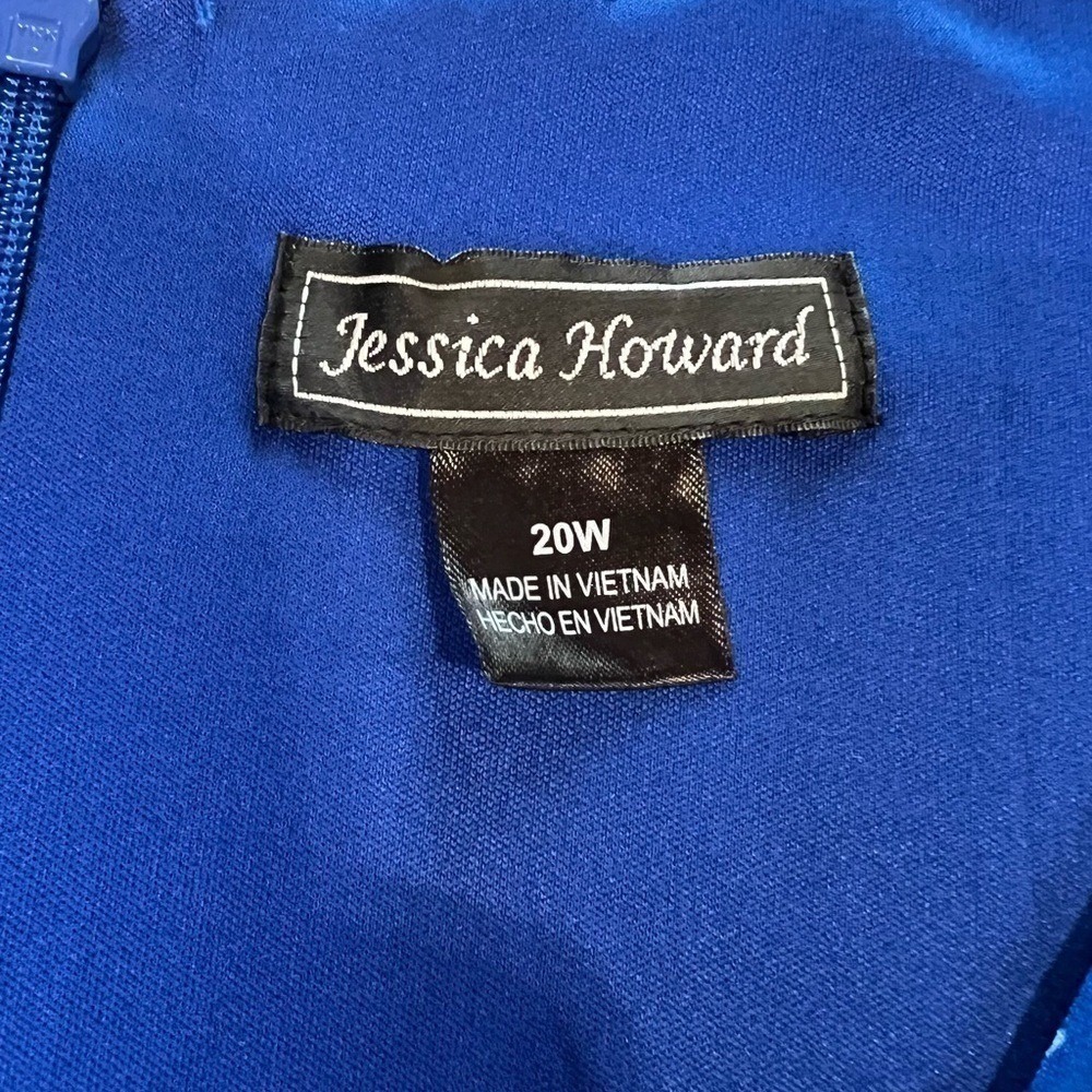 Jessica Howard Blue and White Faux Wrap Dress Size 20W - Picture 5 of 9